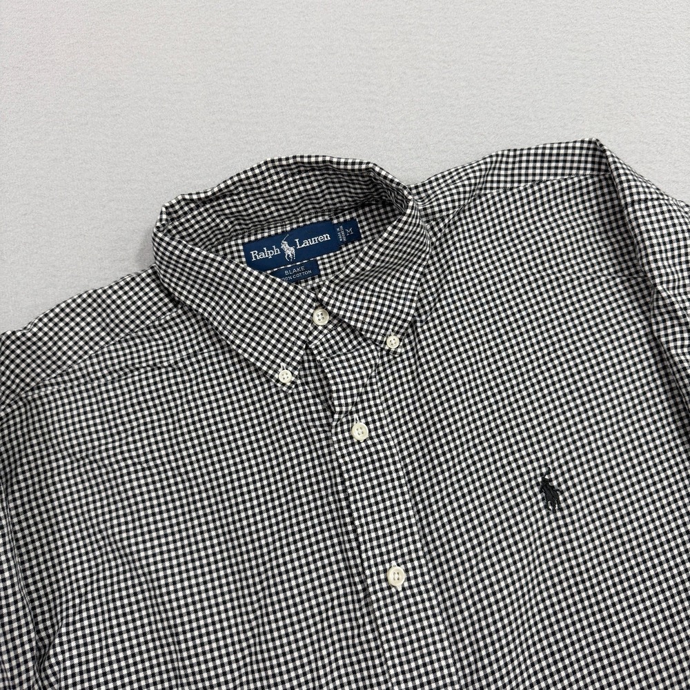 Vintage Polo Ralph Lauren Blake Shirt Men's Medium Black White Plaid 90s Preppy